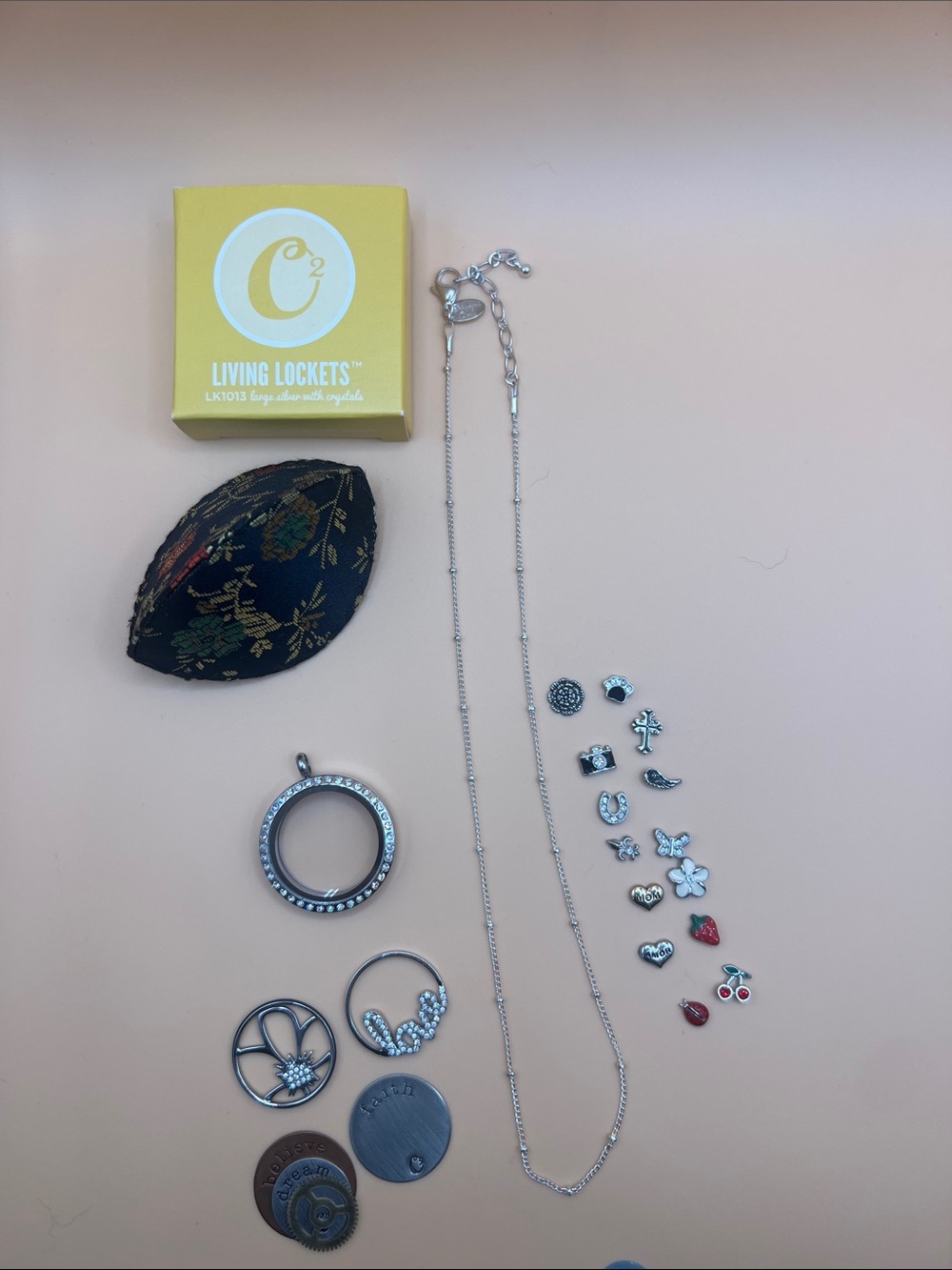 Origami Owl Living Locket Necklace With Charms Retired